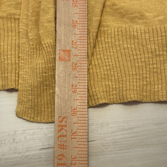 Eileen Fisher Petite Sm Sweater Open Cardigan Cotton Linen Slub Knit Yellow - Picture 8 of 8